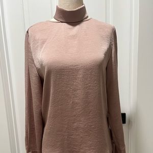 Trouvé dusty pink open back turtleneck blouse XS